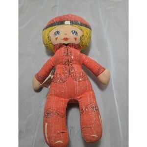 Vintage Goldberger 9-inch Plush Rag Doll, circa 1960s, Shredded Clipping Filled